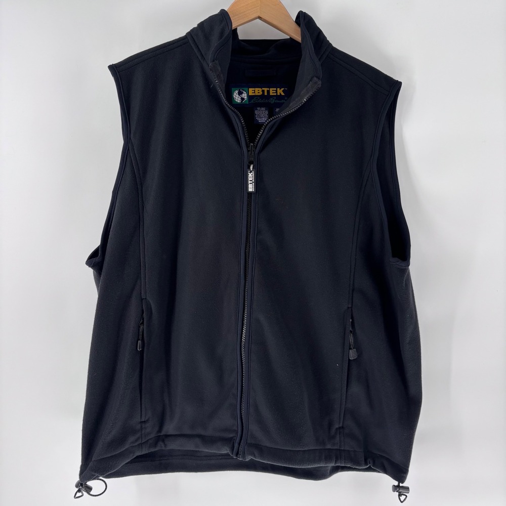 Eddie Bauer EBTEK Fleece Vest Mens Large Black Full Zip Gorpcore Outdoor Hiking‎